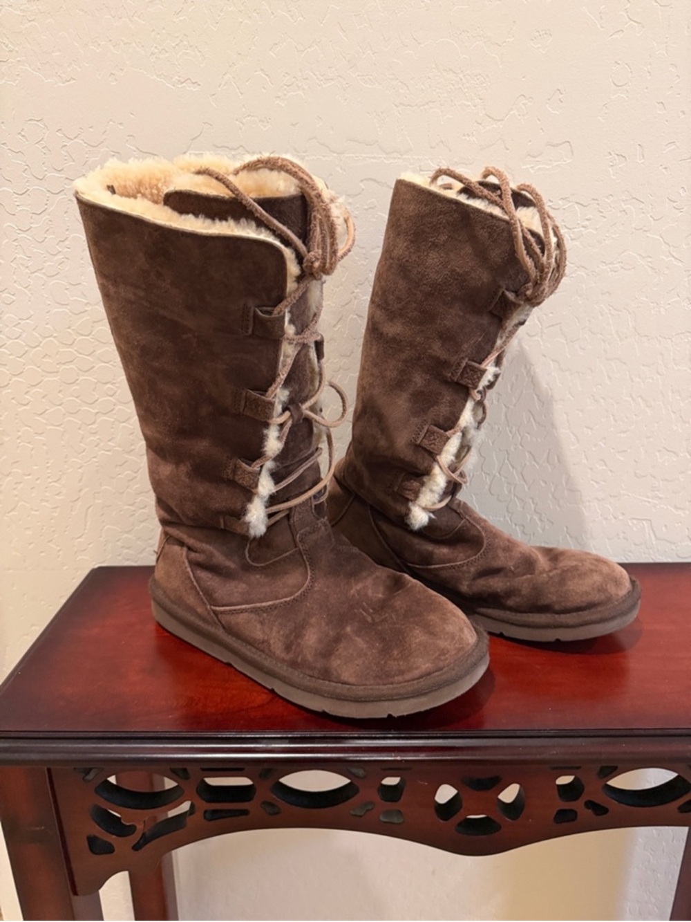 UGG Whitley Tall Brown Suede Lace Up Boot 5122 Womens size 10